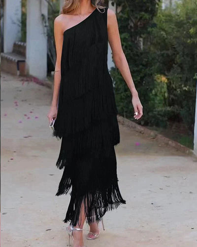 Laura - Long Dress with Fringes
