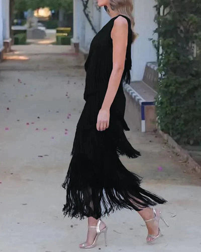 Laura - Long Dress with Fringes