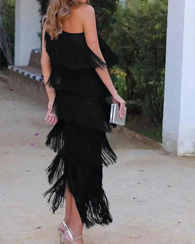 Laura - Long Dress with Fringes