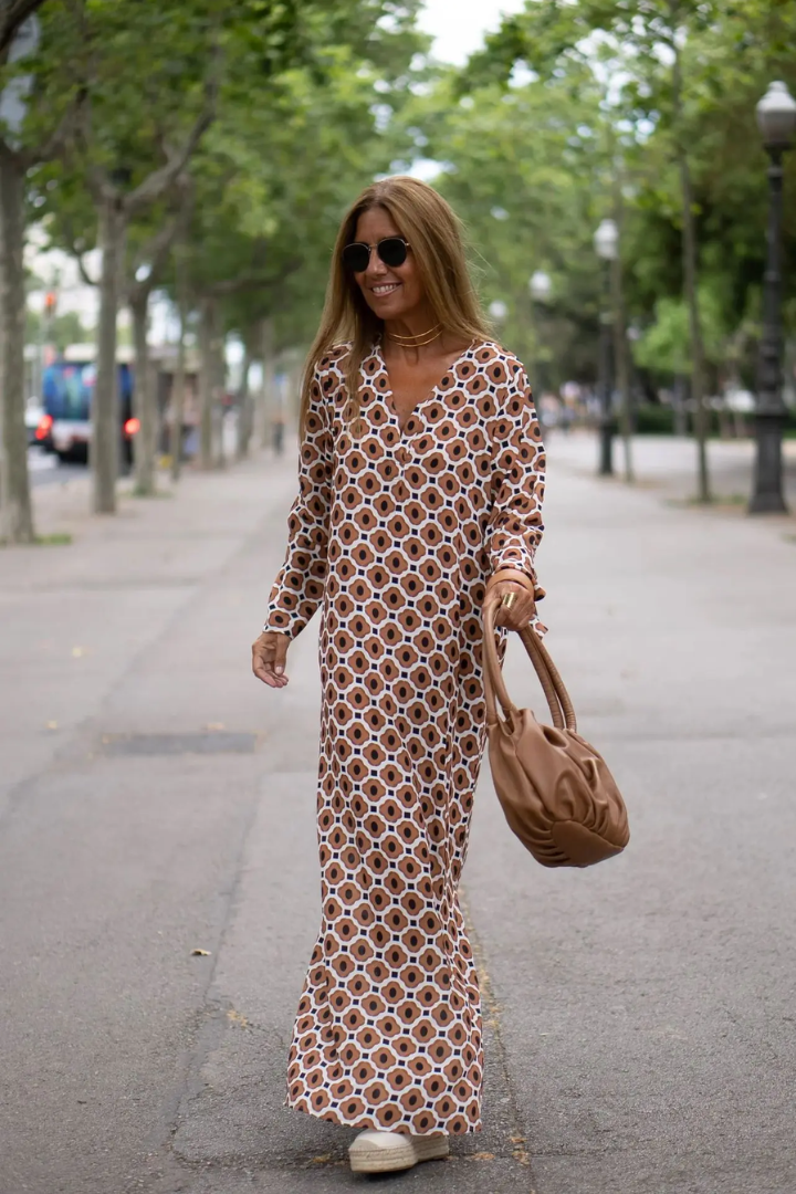 Geometric V-Neck Summer Dress