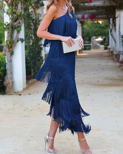 Laura - Long Dress with Fringes