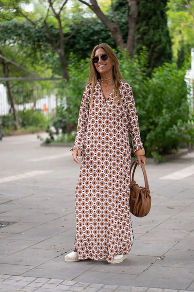 Geometric V-Neck Summer Dress