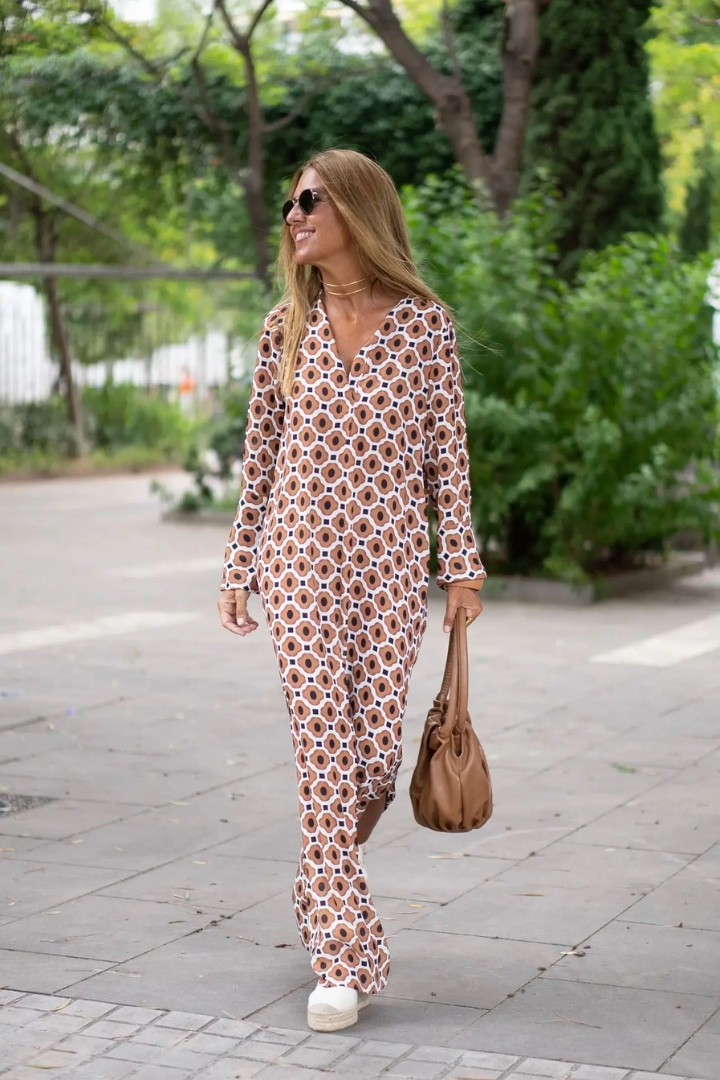 Geometric V-Neck Summer Dress