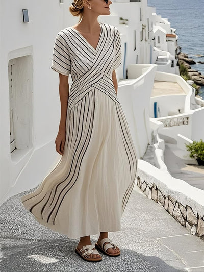 Vela | Loose-Falling Dress with Stripe Pattern