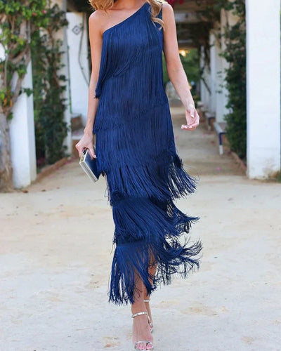 Laura - Long Dress with Fringes