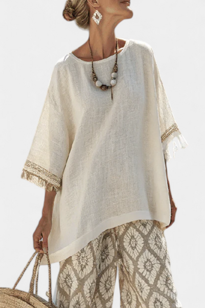 Complete Boho Chic Daisy: Long Shirt and Printed Trousers for a Unique Style
