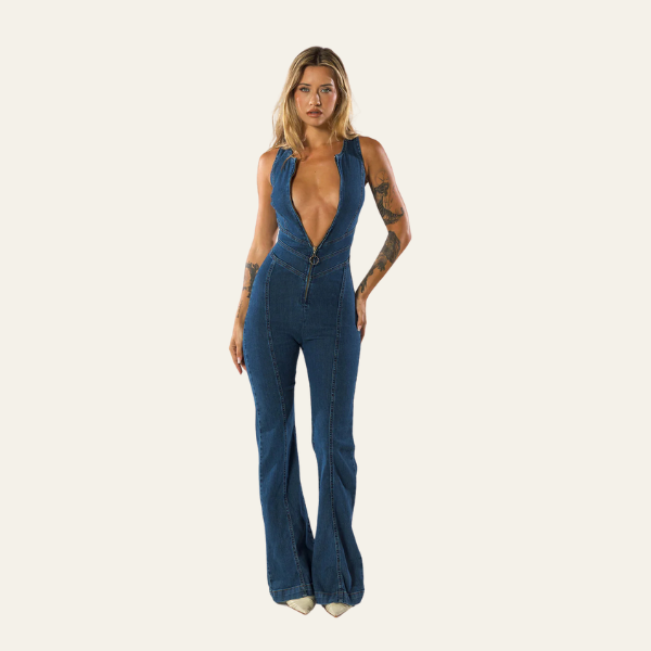 Skinny denim jumpsuit