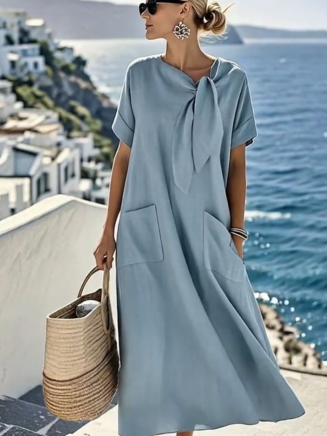 Ayla | Falling Cotton-Linen Dress with Pockets