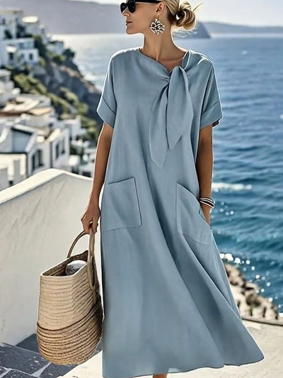 Ayla | Falling Cotton-Linen Dress with Pockets