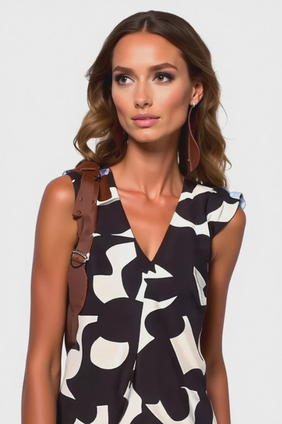 Elegant Long V-Neck Summer Dress with Print