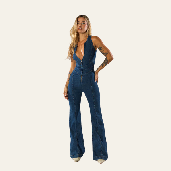 Skinny denim jumpsuit