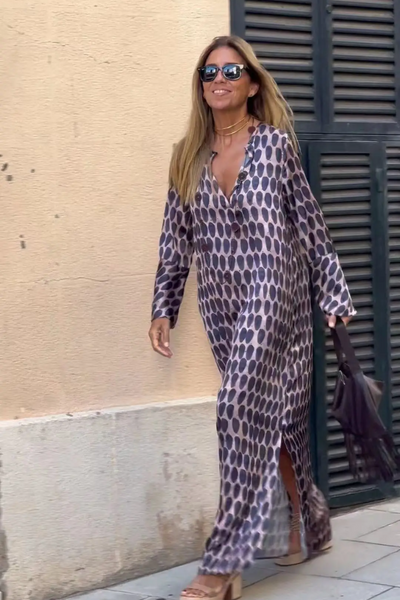 Geometric V-Neck Summer Dress