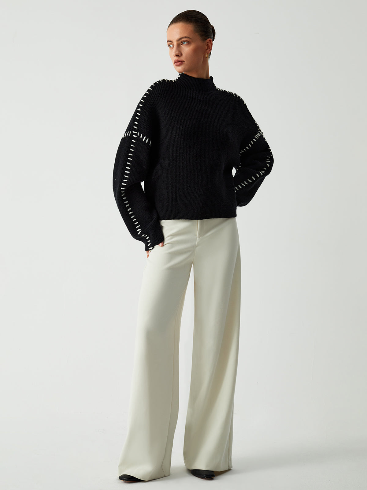 Shift The Focus Oversized Mock Neck Trui