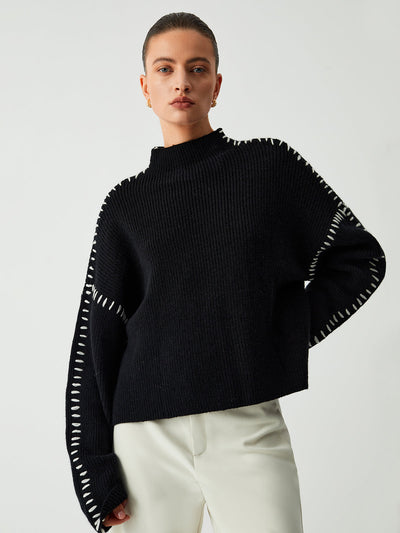 Shift The Focus Oversized Mock Neck Trui