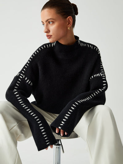 Shift The Focus Oversized Mock Neck Trui