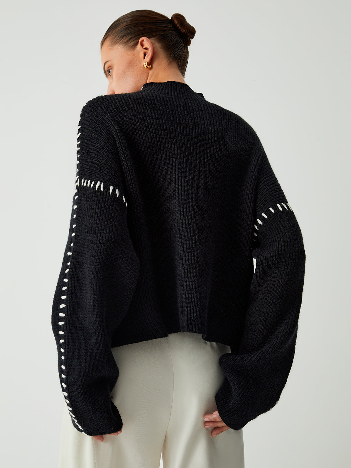 Shift The Focus Oversized Mock Neck Trui