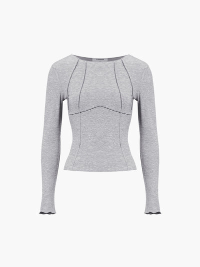 Basic Piping Top met Lange Mouwen 