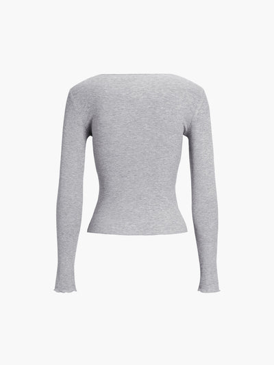 Basic Piping Top met Lange Mouwen 