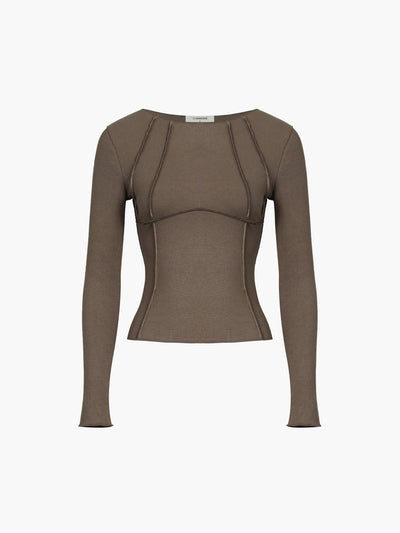 Basic Piping Top met Lange Mouwen 