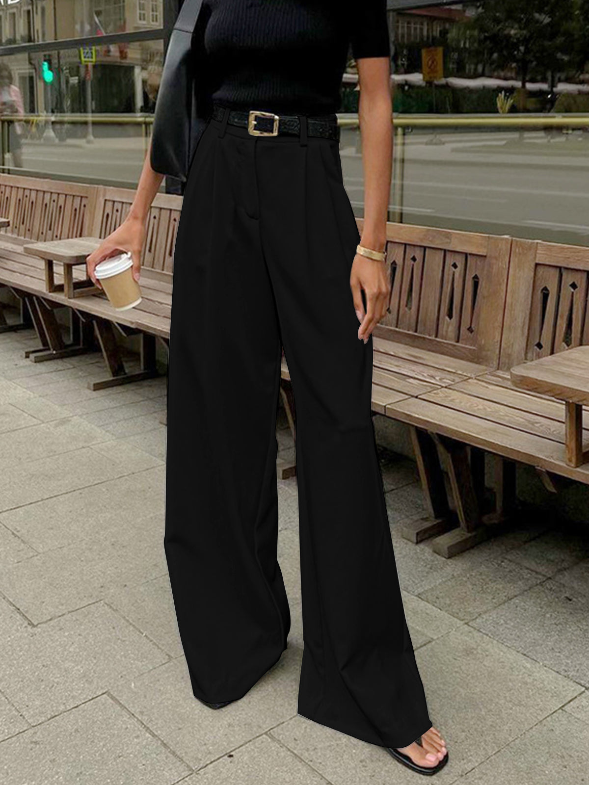 Wide Leg Pants Without Belt