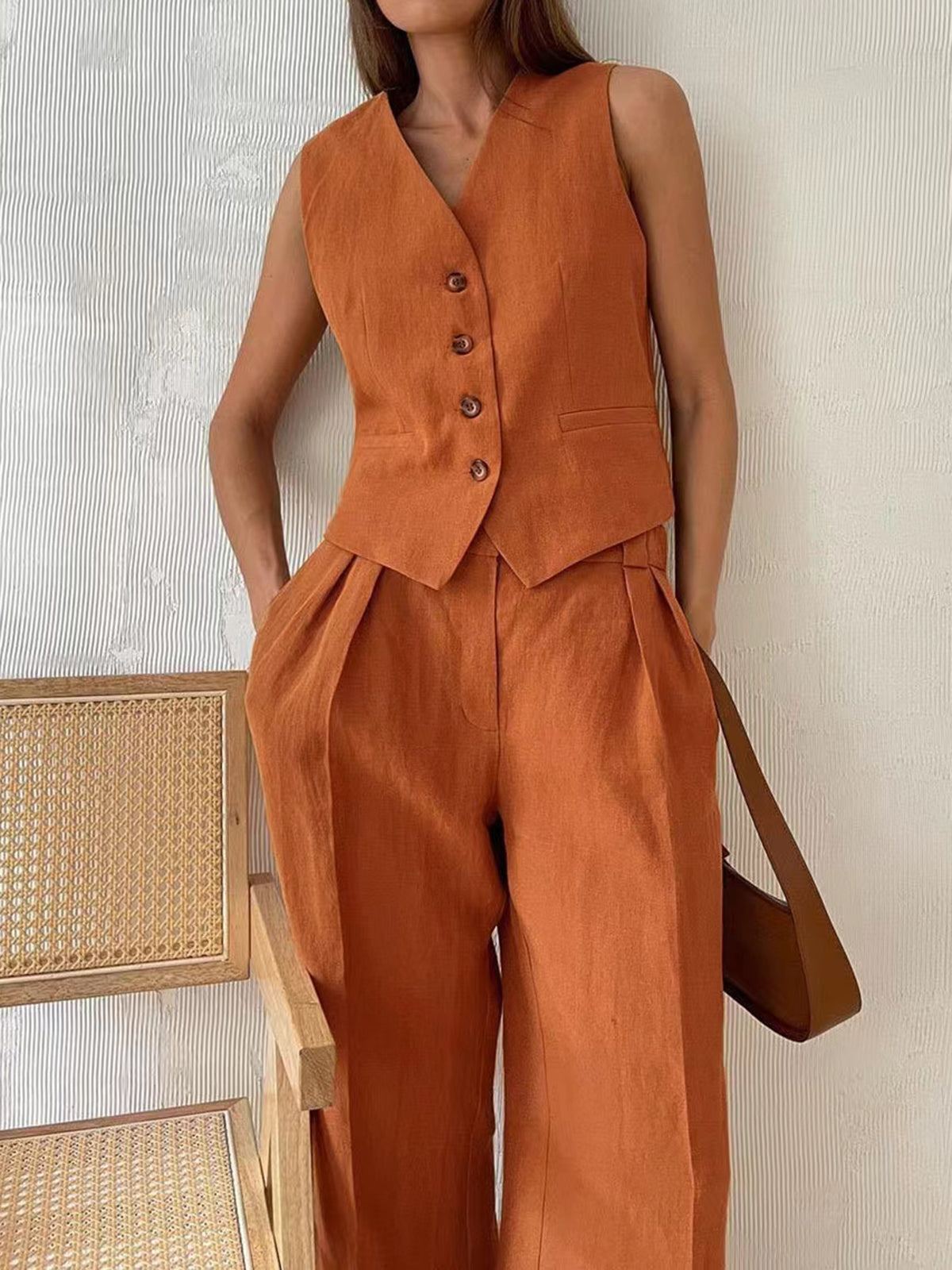 Cotton and Linen Pants Set