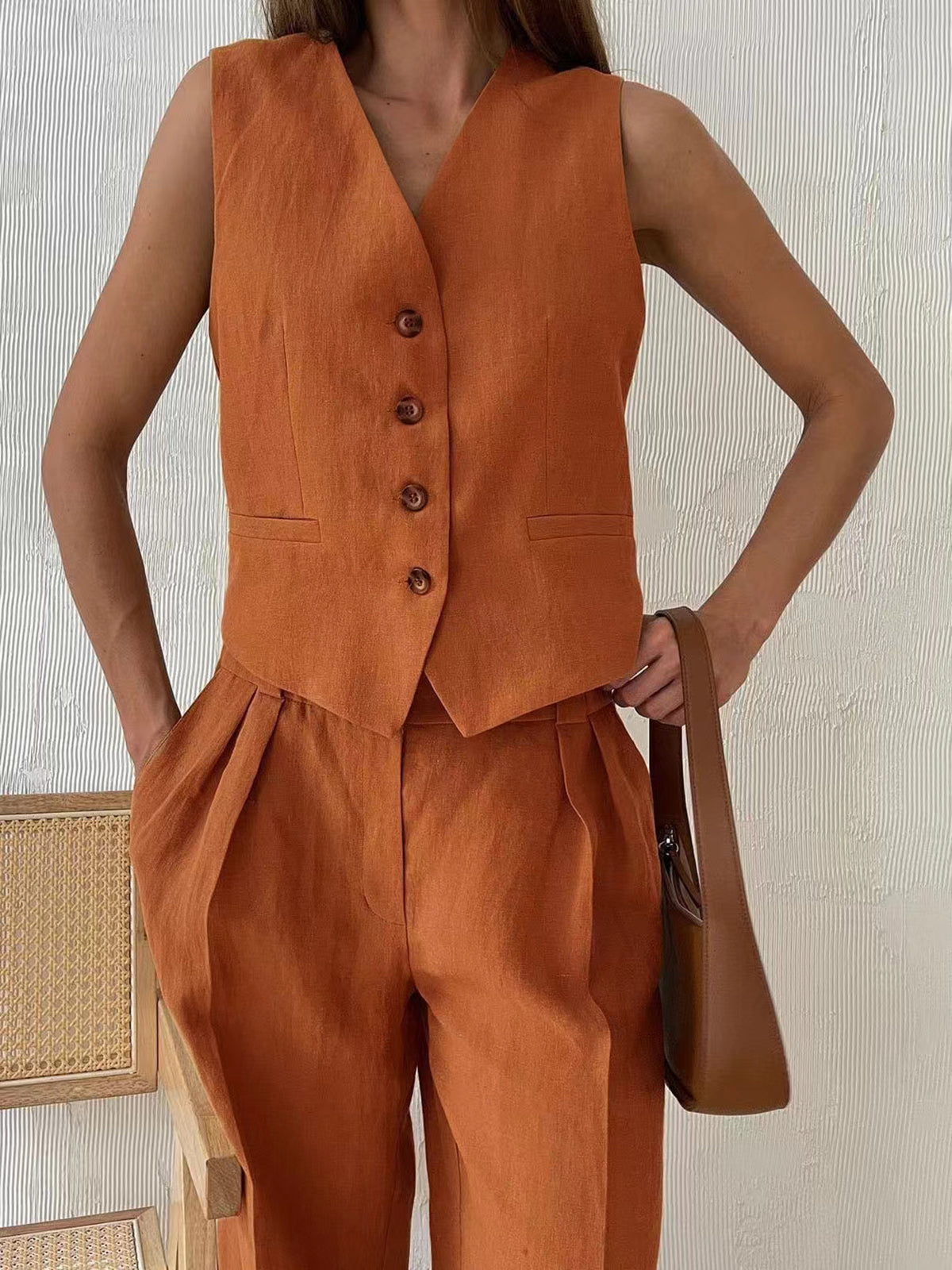 Cotton and Linen Pants Set