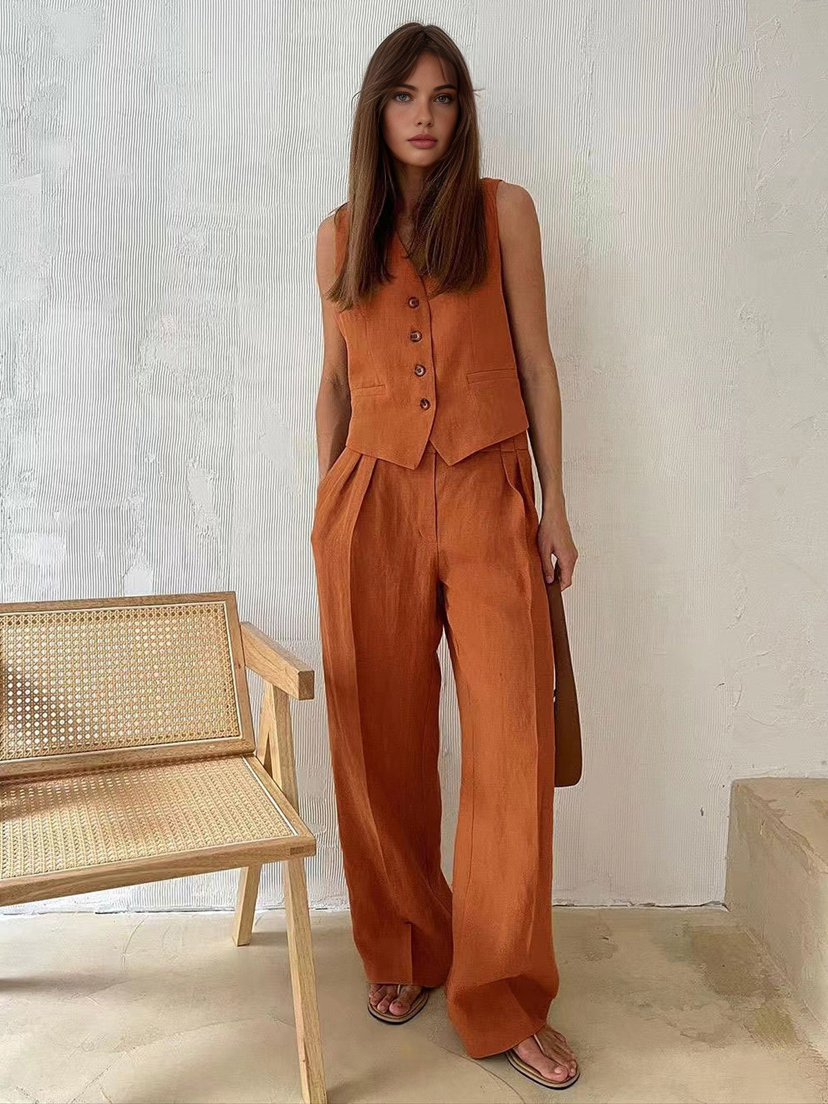 Cotton and Linen Pants Set