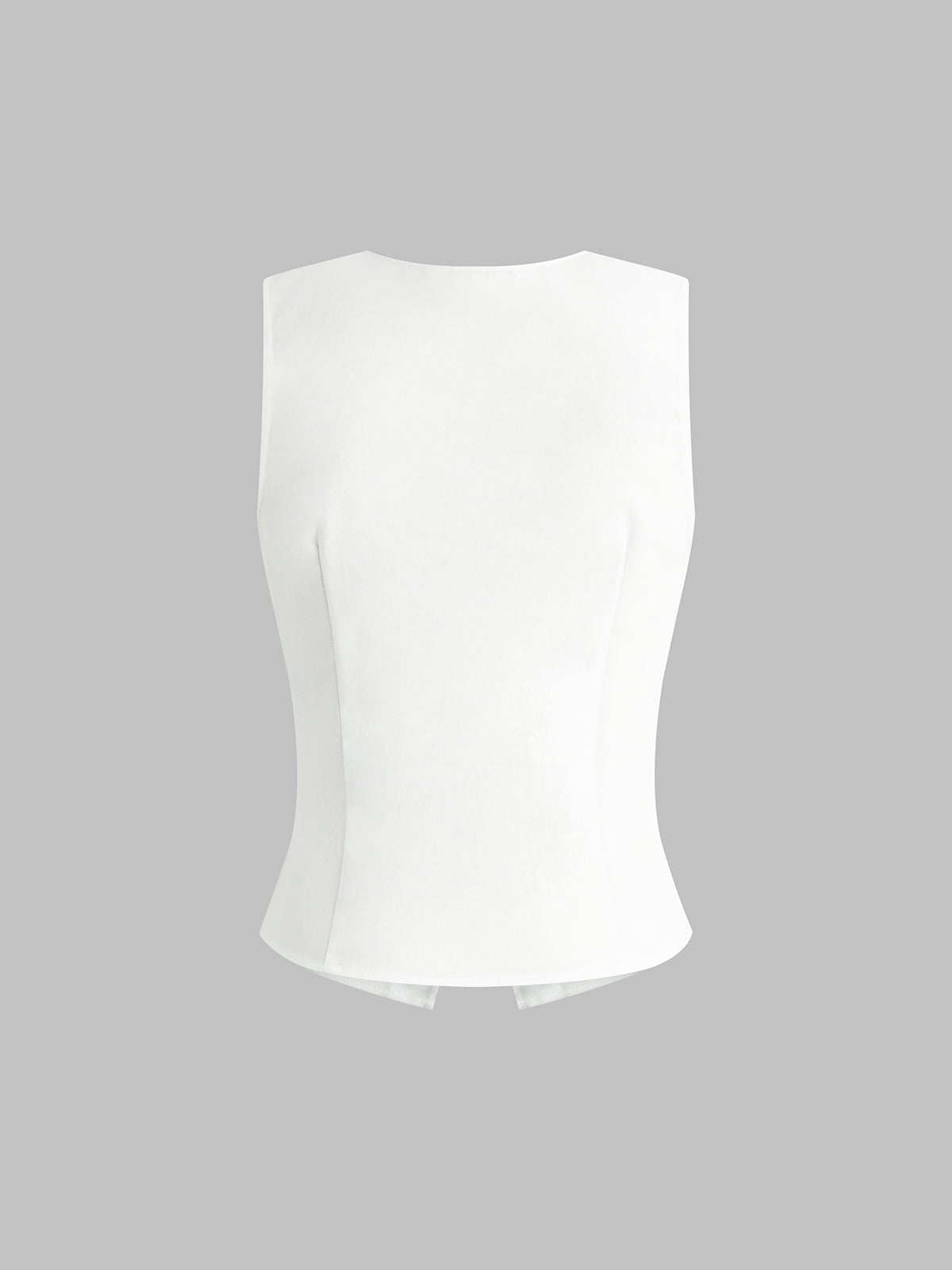 Sleeveless linen blend top with buttons