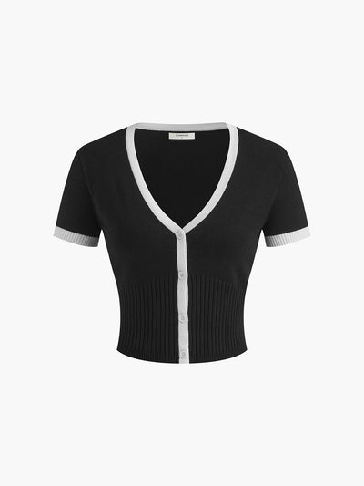 Sweater and Skirt Set with Contrast Trim