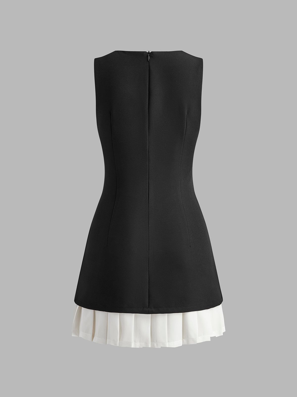 Two-Tone Pleated Sleeveless Dress