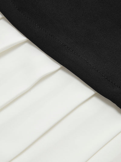 Two-Tone Pleated Sleeveless Dress