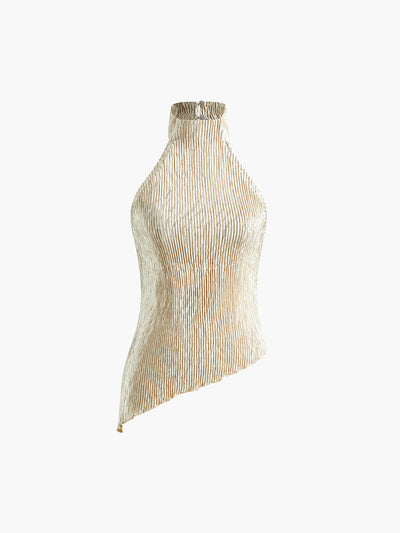 Asymmetric Crop Top with Wide Leg Pants