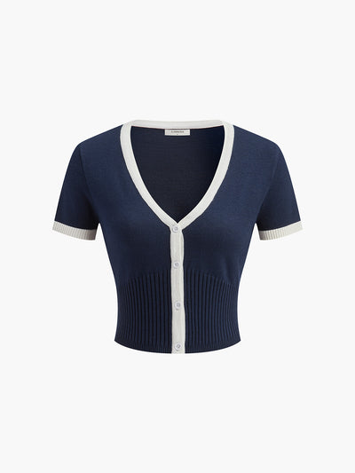 Sweater and Skirt Set with Contrast Trim