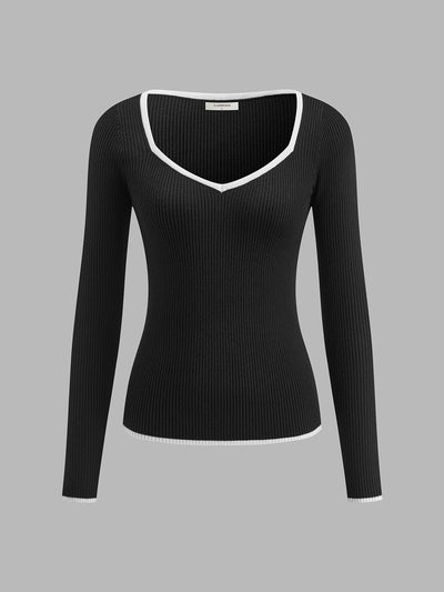 Contrast Trim Sexy Knit Top