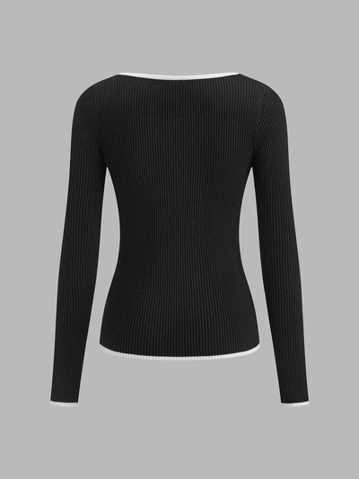 Contrast Trim Sexy Knit Top