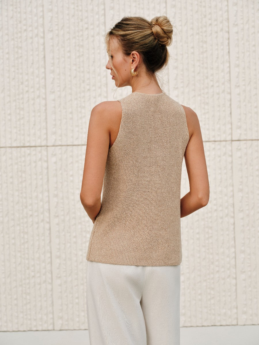 Crossed cotton top with collar