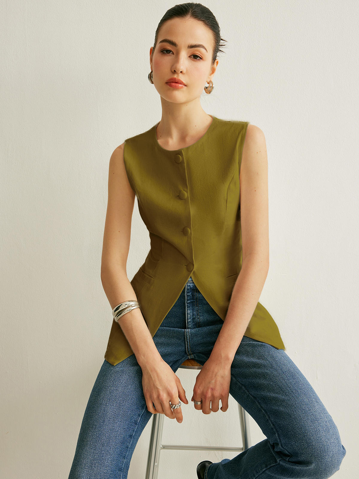 Detail of Sleeveless Tank Top Button