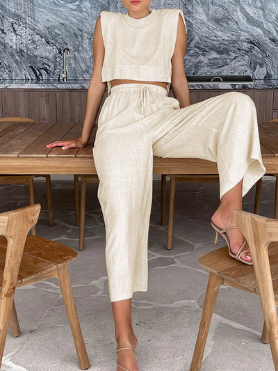 Two-Piece Loose Linen Pants Set