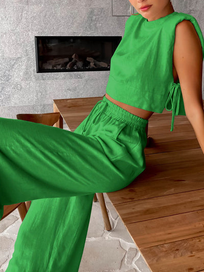 Two-Piece Loose Linen Pants Set