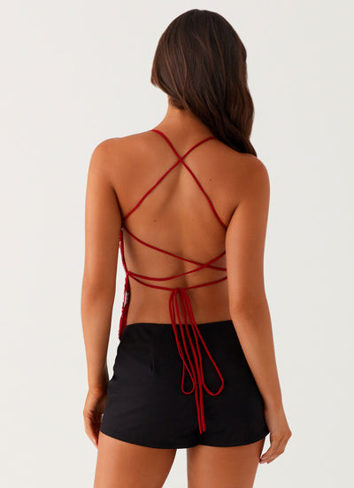 Sequin Cami Top - Red