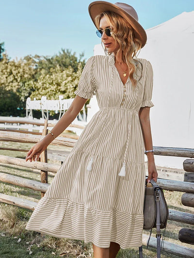 Striped Tassel Midi