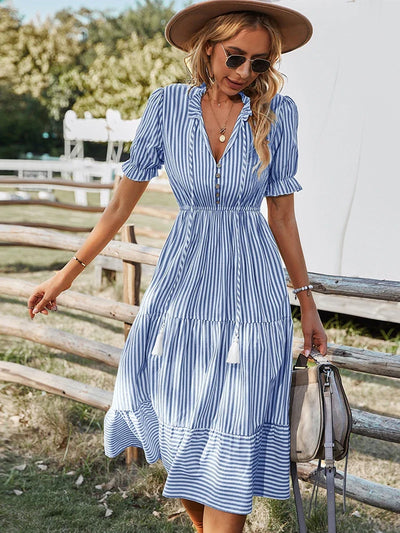 Striped Tassel Midi