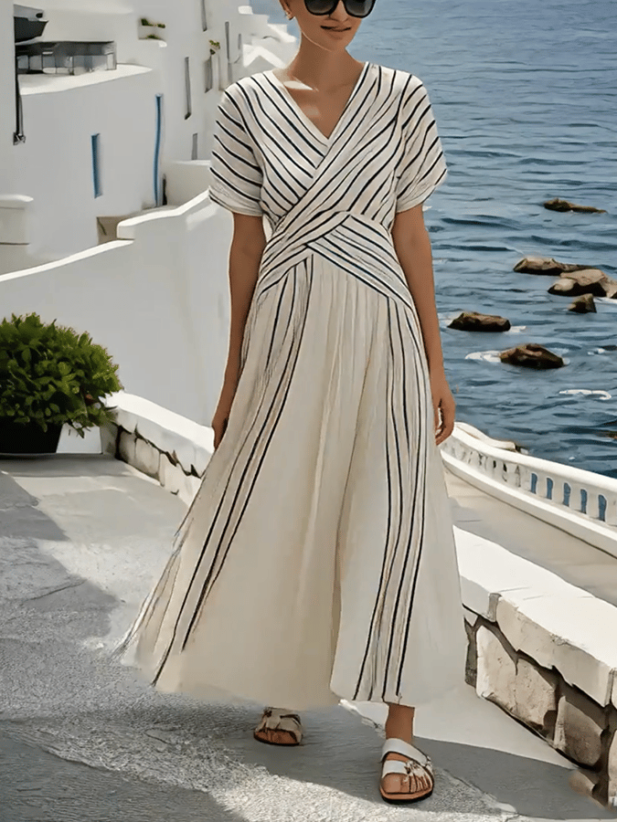 Vela | Loose-Falling Dress with Stripe Pattern