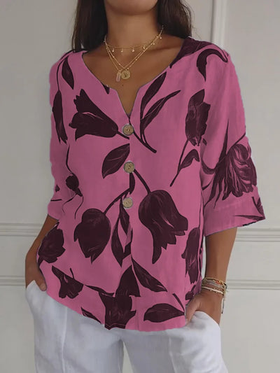 Floral Button-Up Blouse