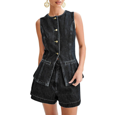 May - Denim Set with Buttons