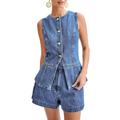 May - Denim Set with Buttons